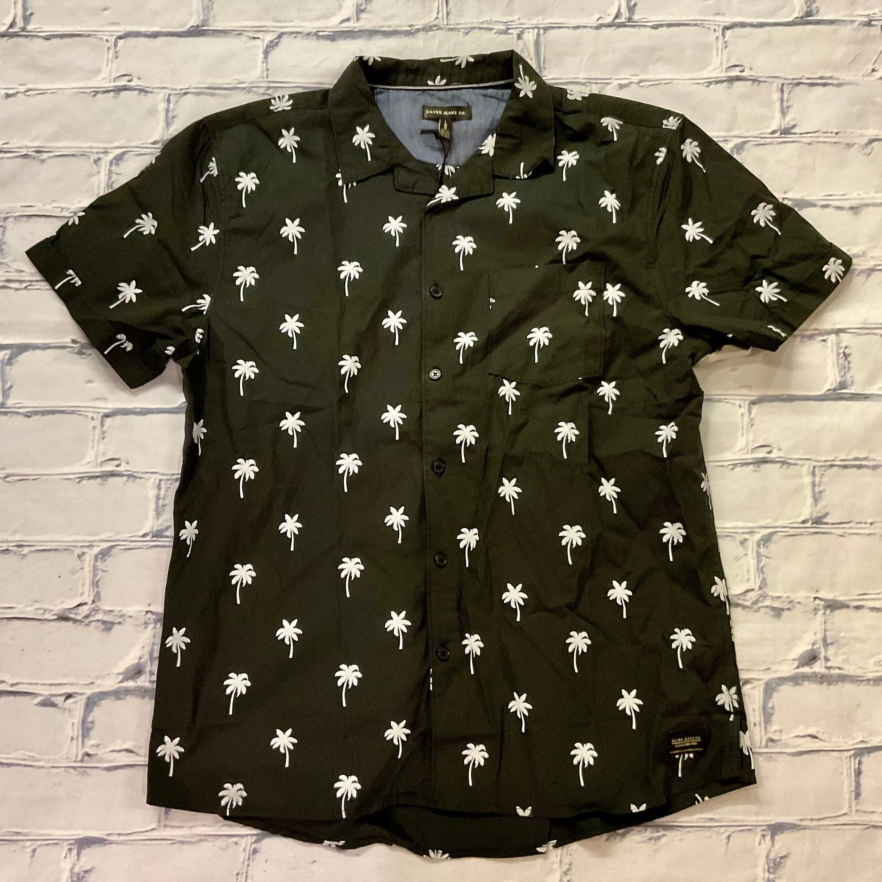 Silver Palm Tree Print SS Shirt