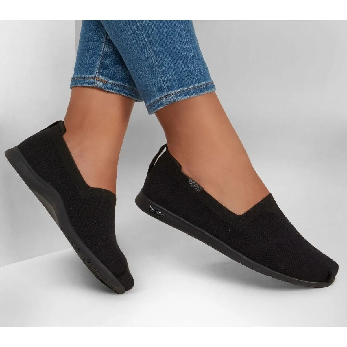 Skechers Womens Arch Fit Plush Breezy Babe SlipOn Black/Black 114109Bbk Black/Black