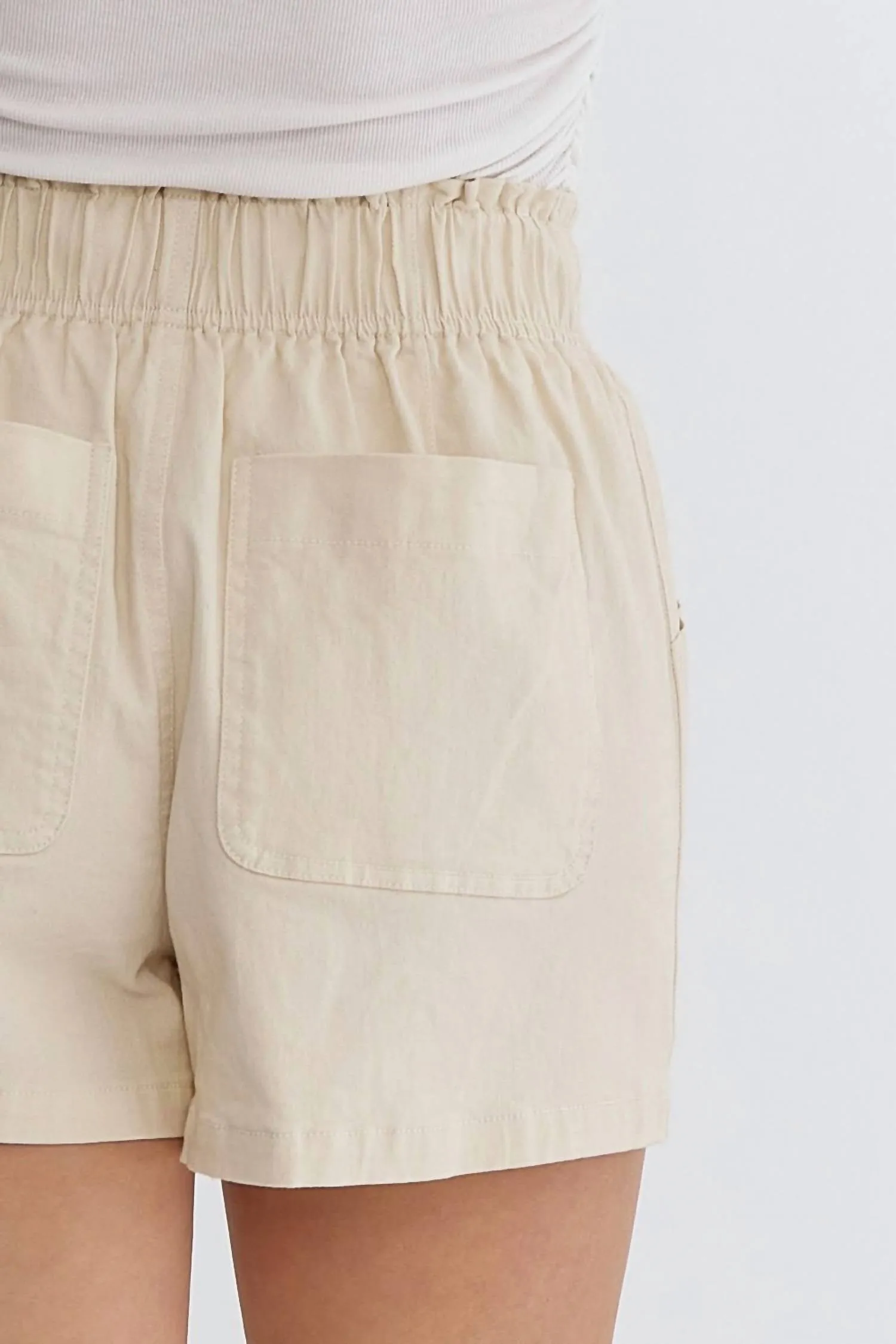 Smock Waist Shorts In Ecru