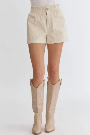 Smock Waist Shorts In Ecru