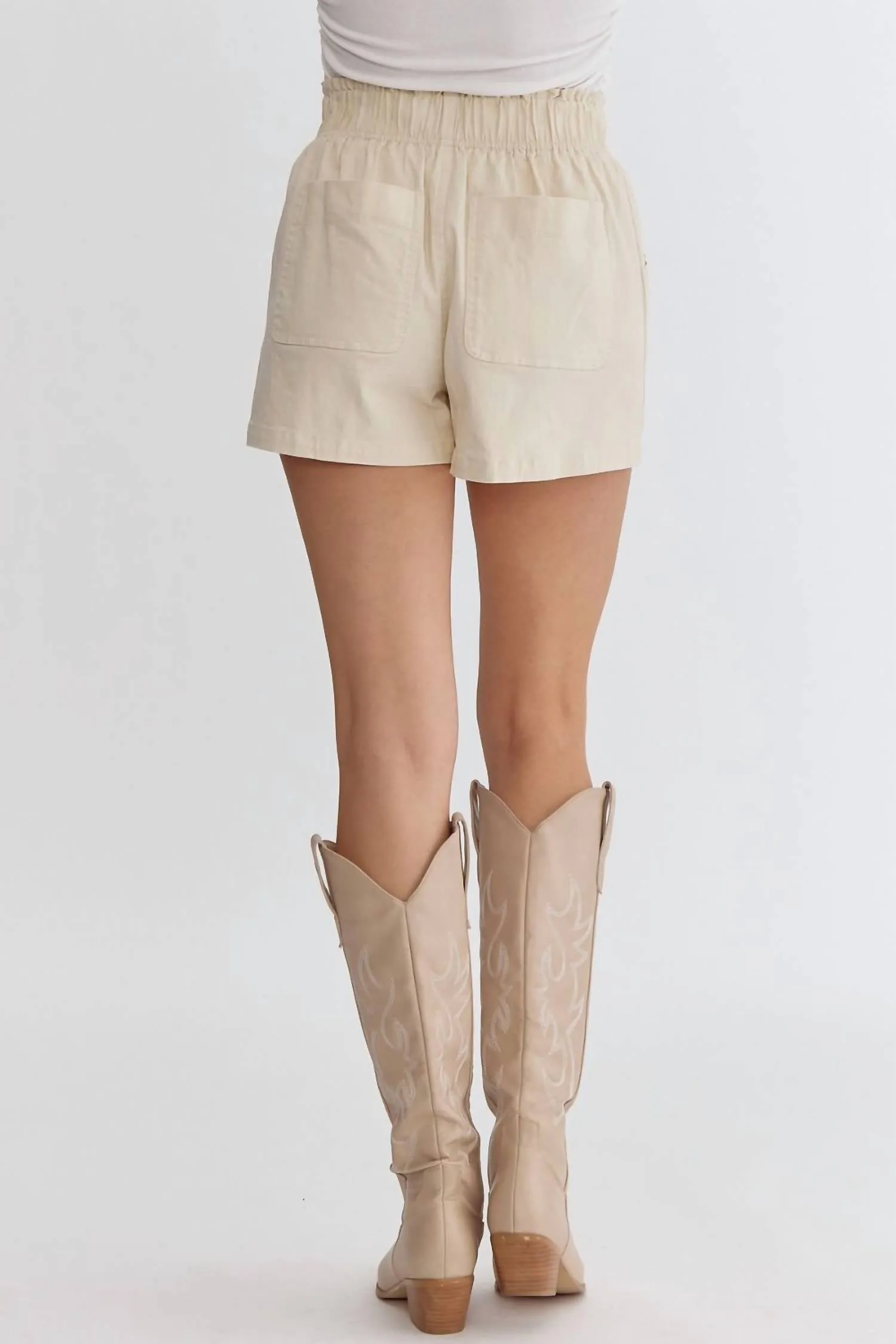 Smock Waist Shorts In Ecru