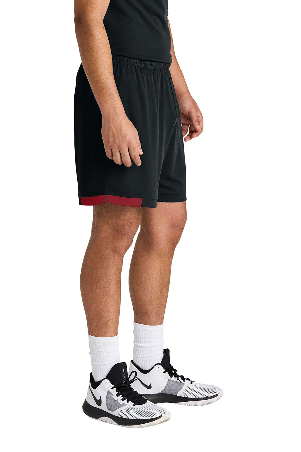 Sport-Tek Mens Club Moisture Wicking Shorts - Black/Deep Red
