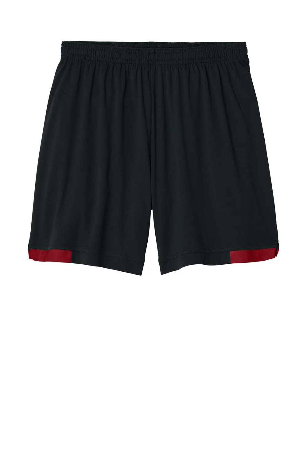 Sport-Tek Mens Club Moisture Wicking Shorts - Black/Deep Red