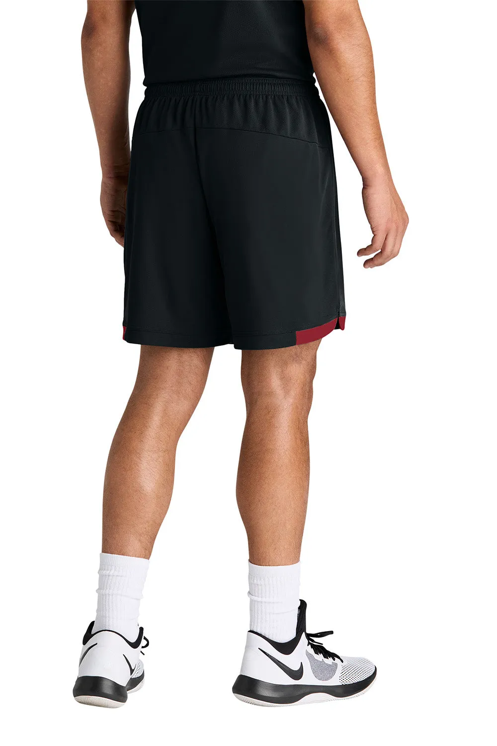 Sport-Tek Mens Club Moisture Wicking Shorts - Black/Deep Red