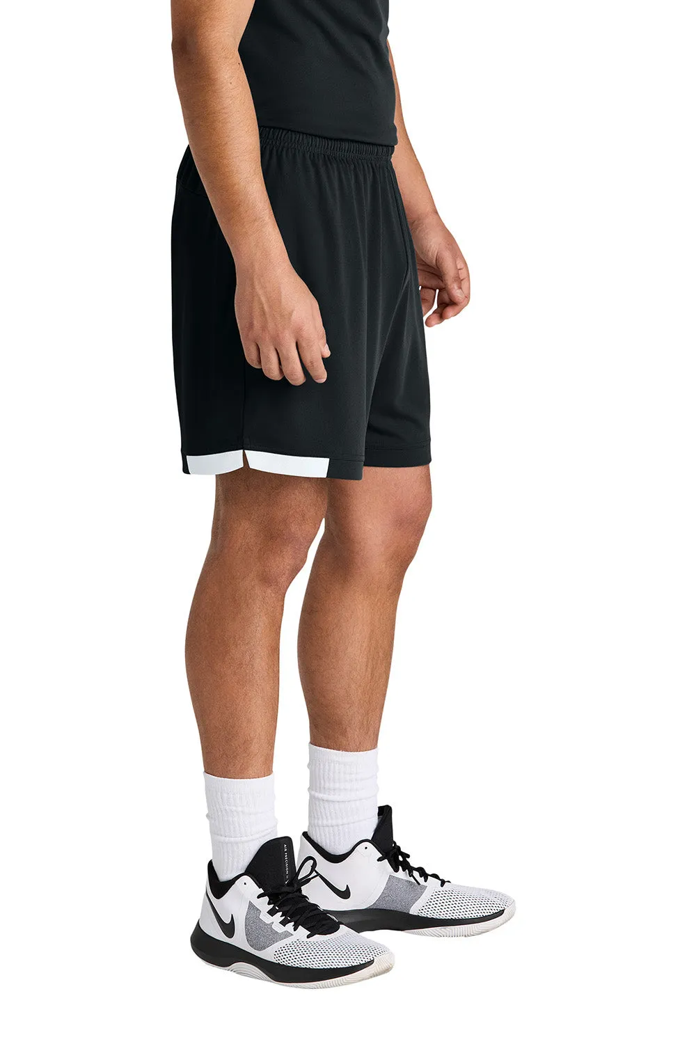 Sport-Tek Mens Club Moisture Wicking Shorts - Black/White
