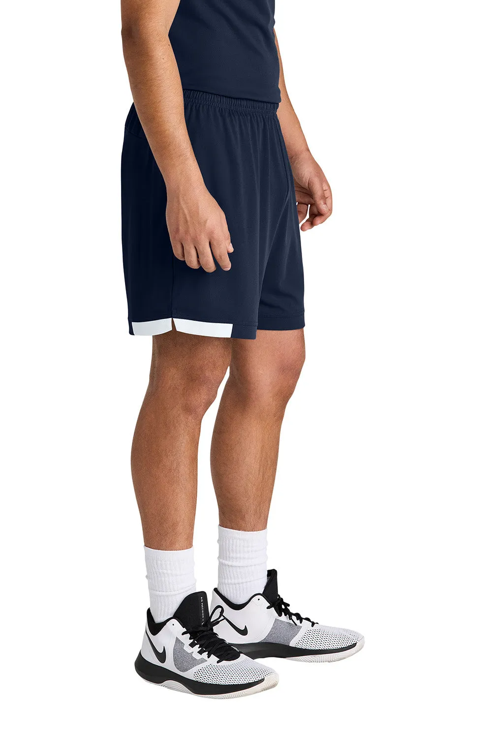 Sport-Tek Mens Club Moisture Wicking Shorts - True Navy Blue/White