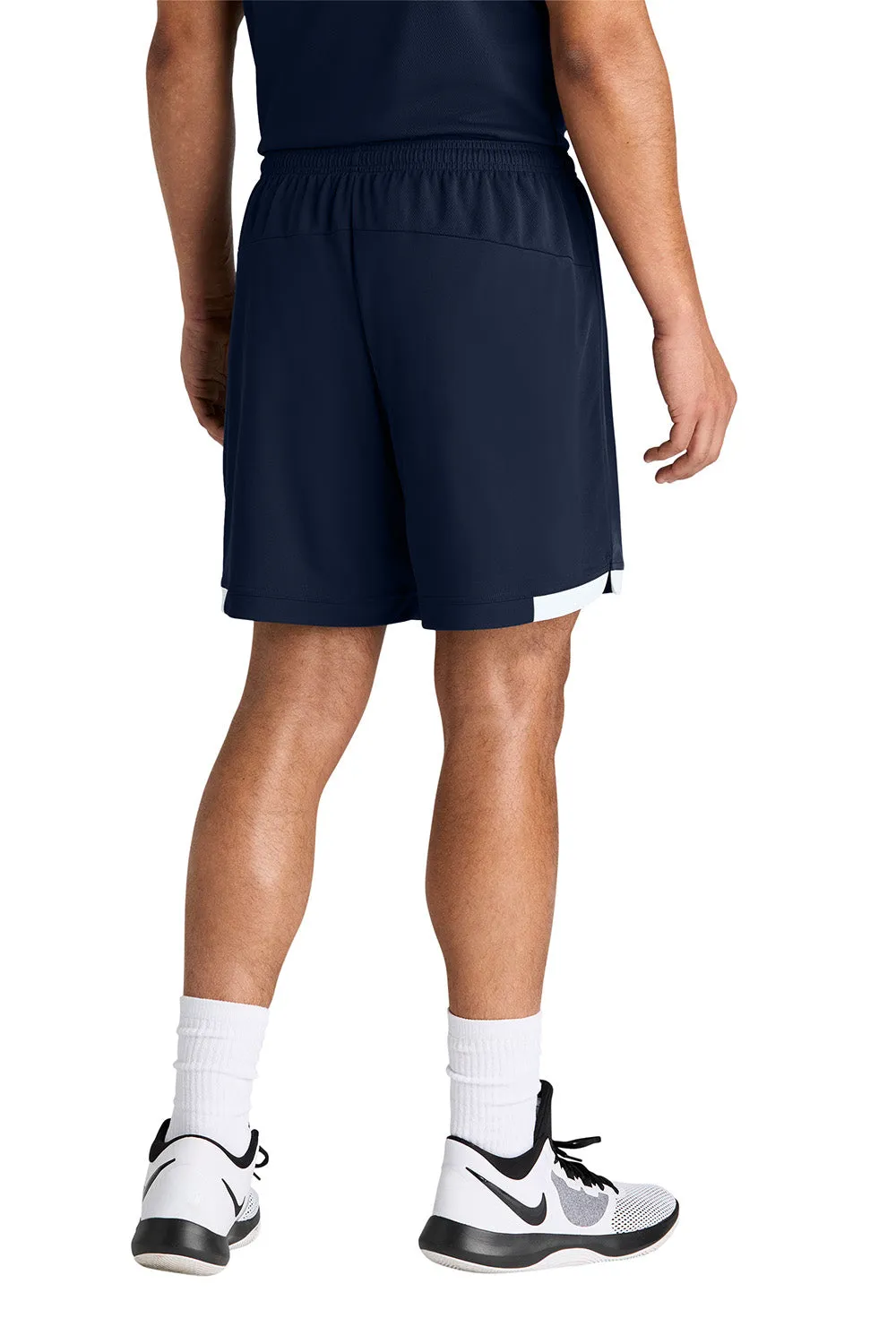 Sport-Tek Mens Club Moisture Wicking Shorts - True Navy Blue/White