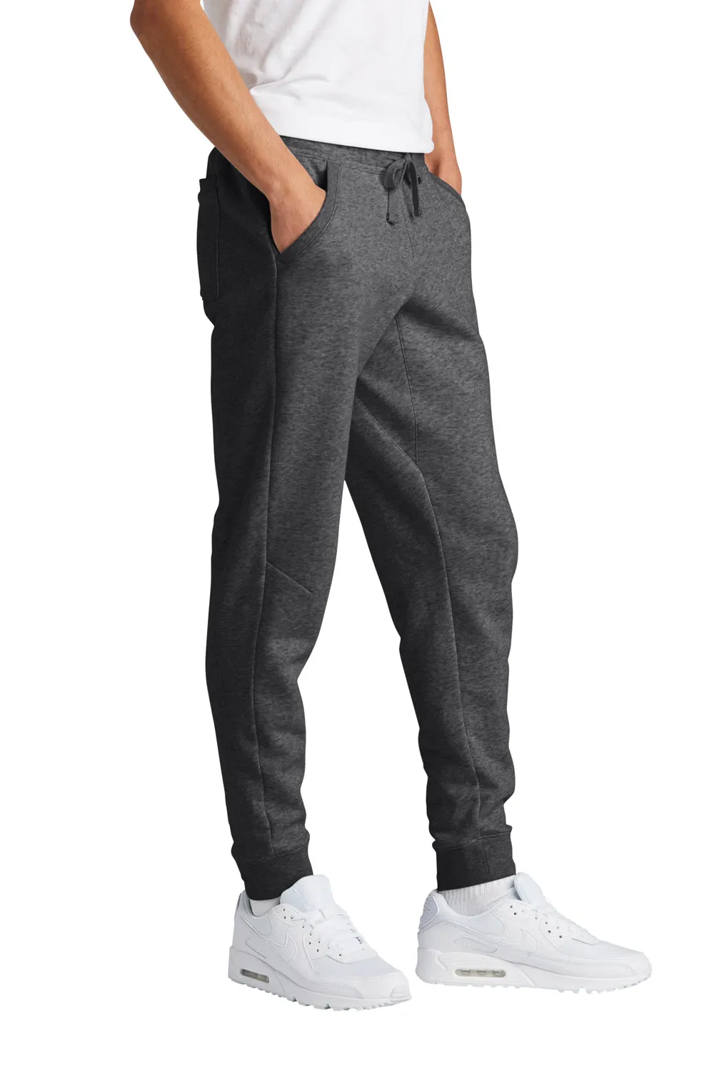 Sport-Tek Mens Drive Fleece Jogger Sweatpants w/ Pockets - Heather Graphite Grey