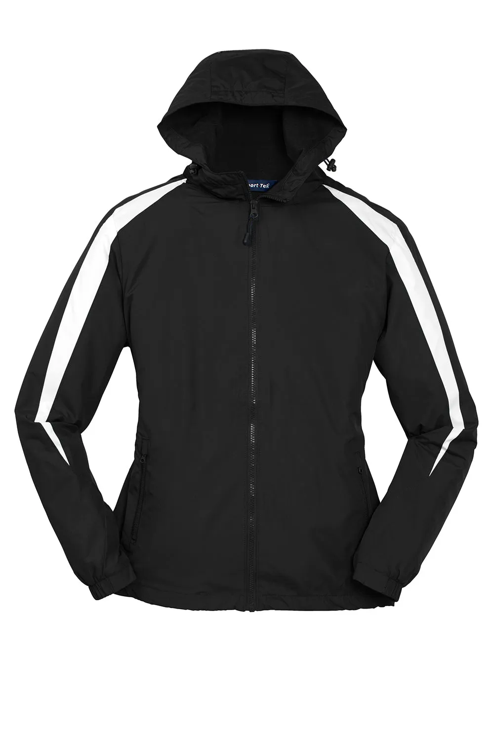 Sport-Tek Mens Full Zip Hooded Jacket - Black/White