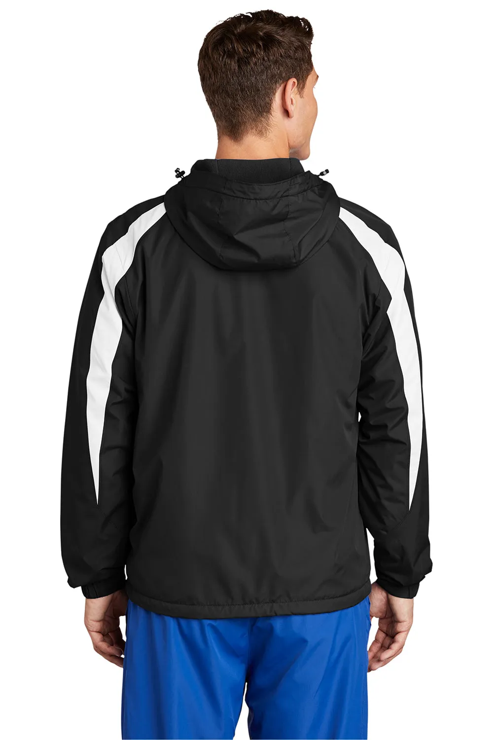 Sport-Tek Mens Full Zip Hooded Jacket - Black/White