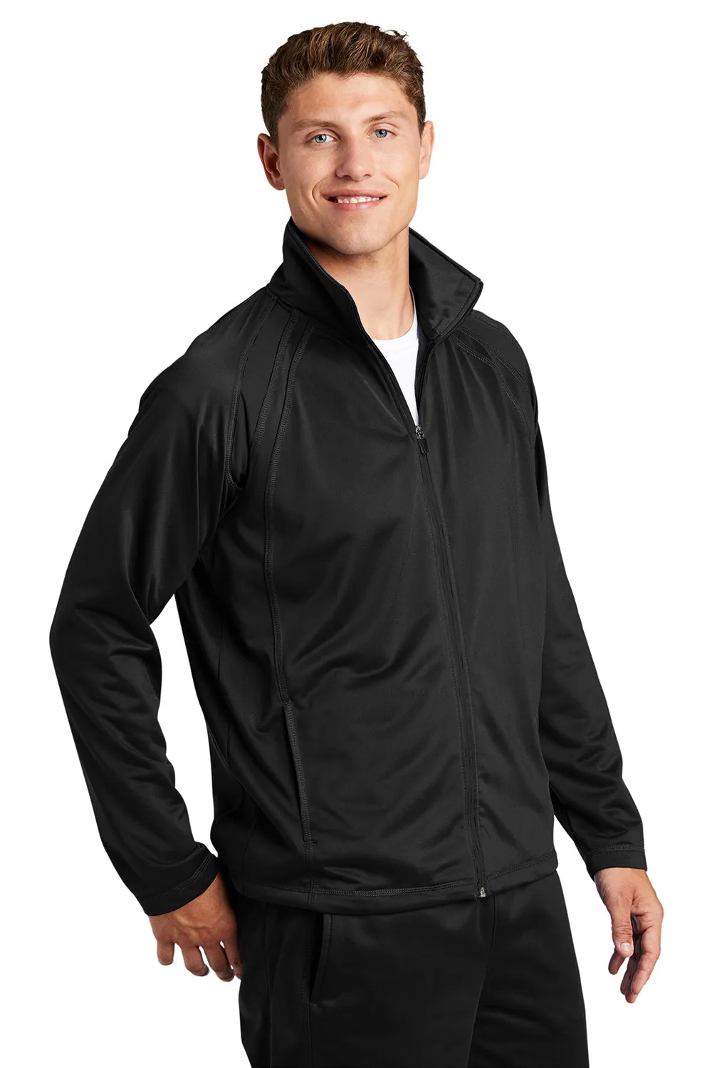 Sport-Tek Mens Full Zip Track Jacket - Black