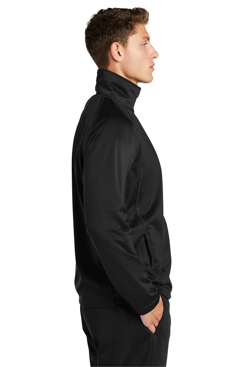 Sport-Tek Mens Full Zip Track Jacket - Black