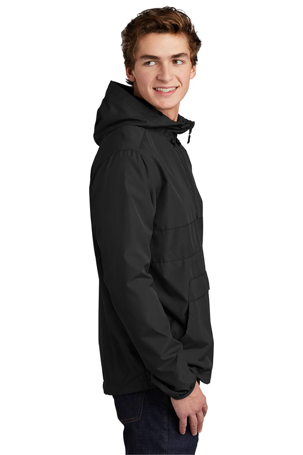 Sport-Tek Mens Hooded 1/4 Zip Jacket - Black