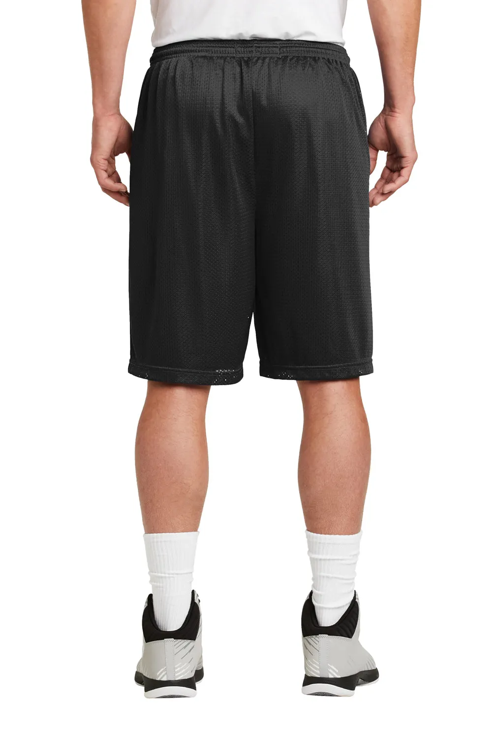 Sport-Tek Mens Moisture Wicking Classic Mesh Long Shorts - Black - Closeout