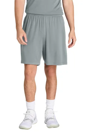 Sport-Tek Mens Moisture Wicking Competitor Athletic Shorts w/ Pockets - Silver Grey