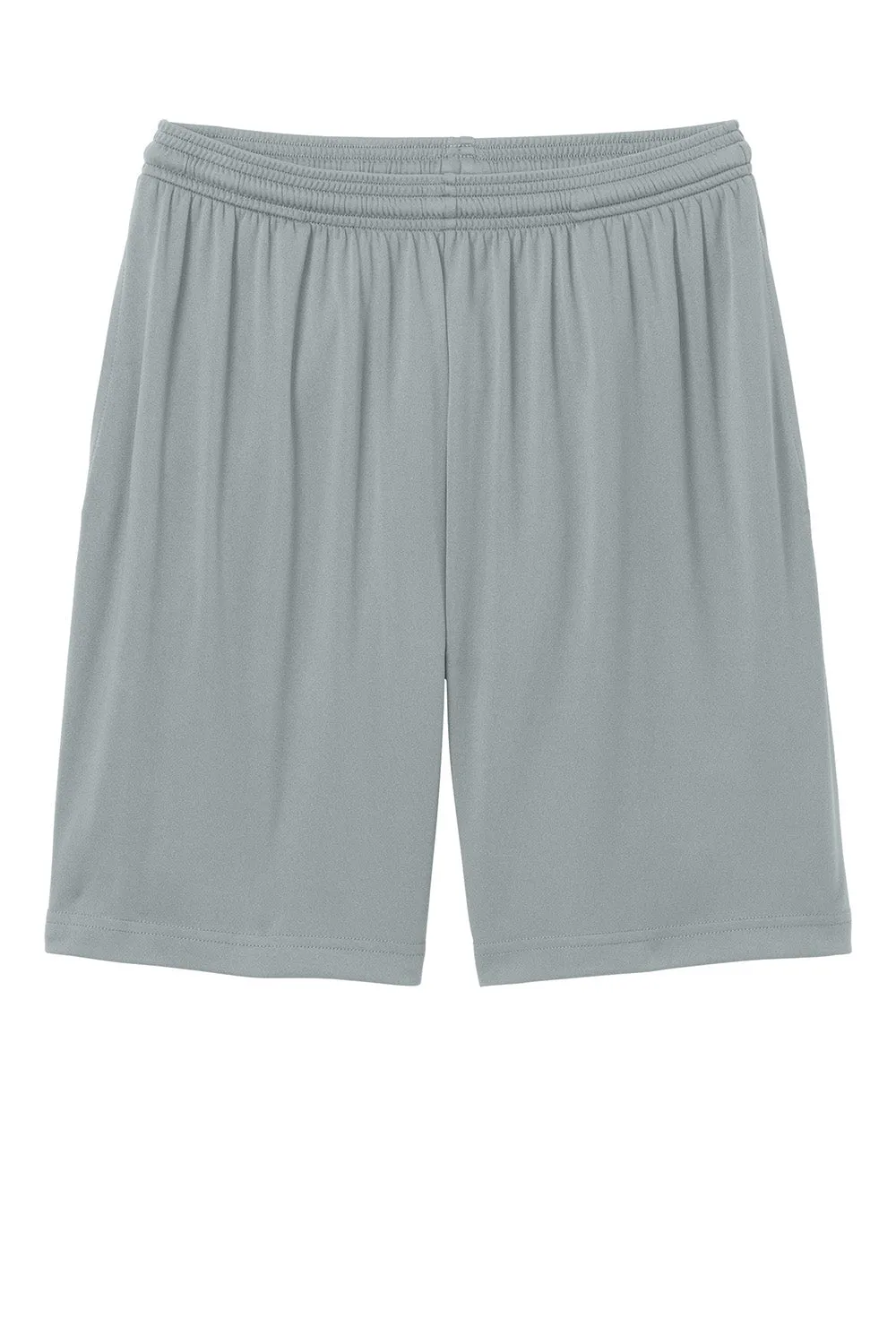 Sport-Tek Mens Moisture Wicking Competitor Athletic Shorts w/ Pockets - Silver Grey