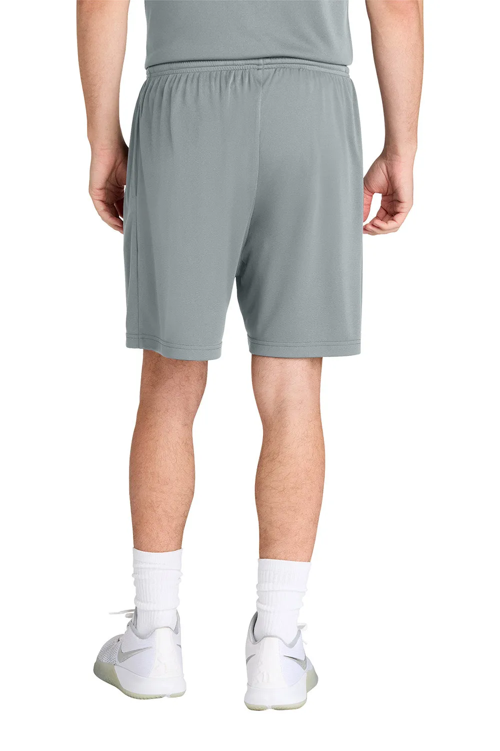 Sport-Tek Mens Moisture Wicking Competitor Athletic Shorts w/ Pockets - Silver Grey