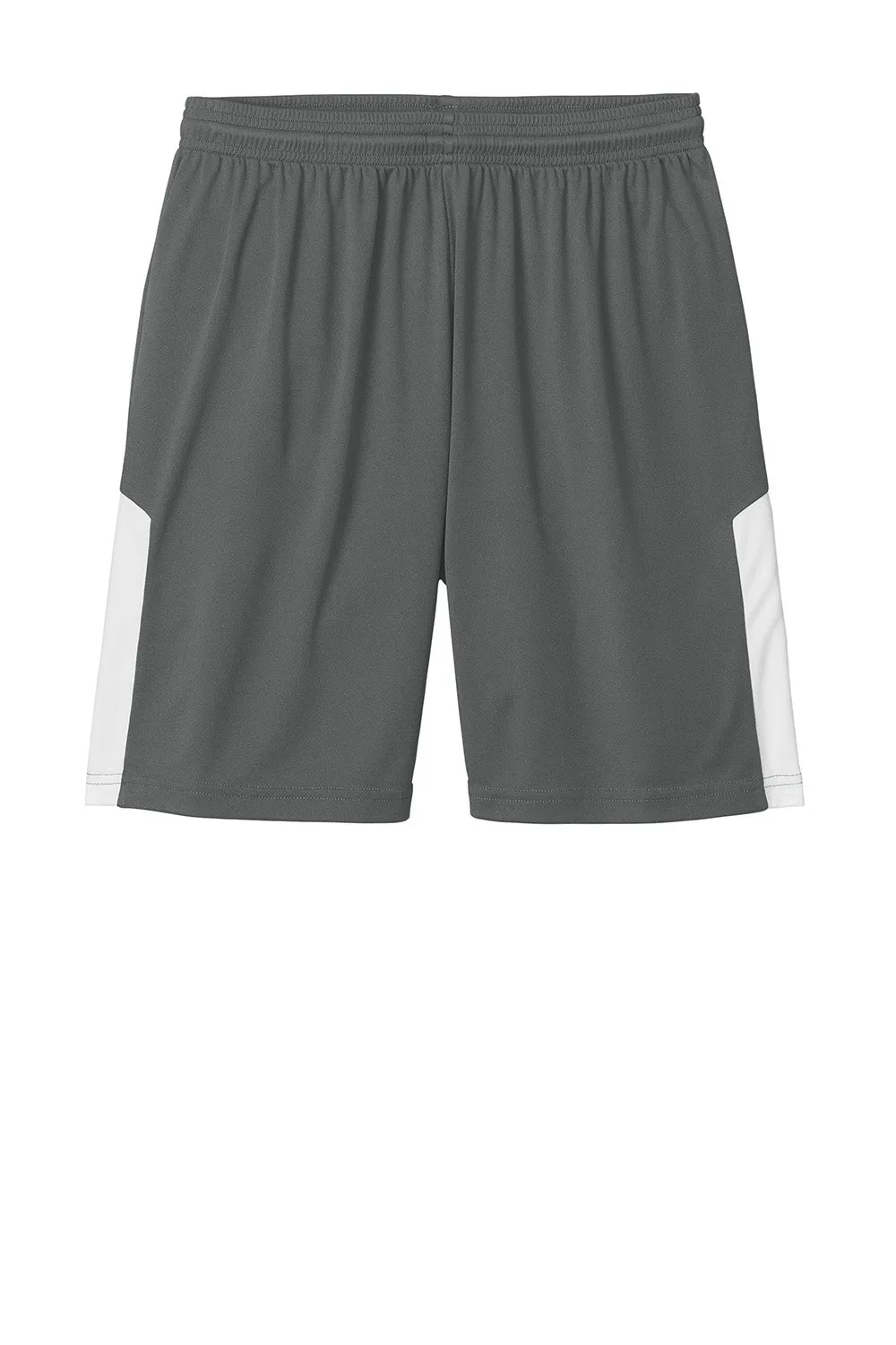 Sport-Tek Mens Moisture Wicking Competitor United Athletic Shorts - Iron Grey/White