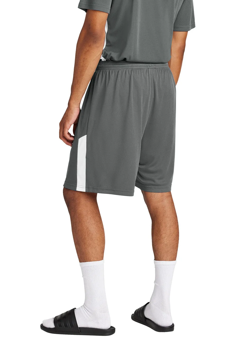 Sport-Tek Mens Moisture Wicking Competitor United Athletic Shorts - Iron Grey/White