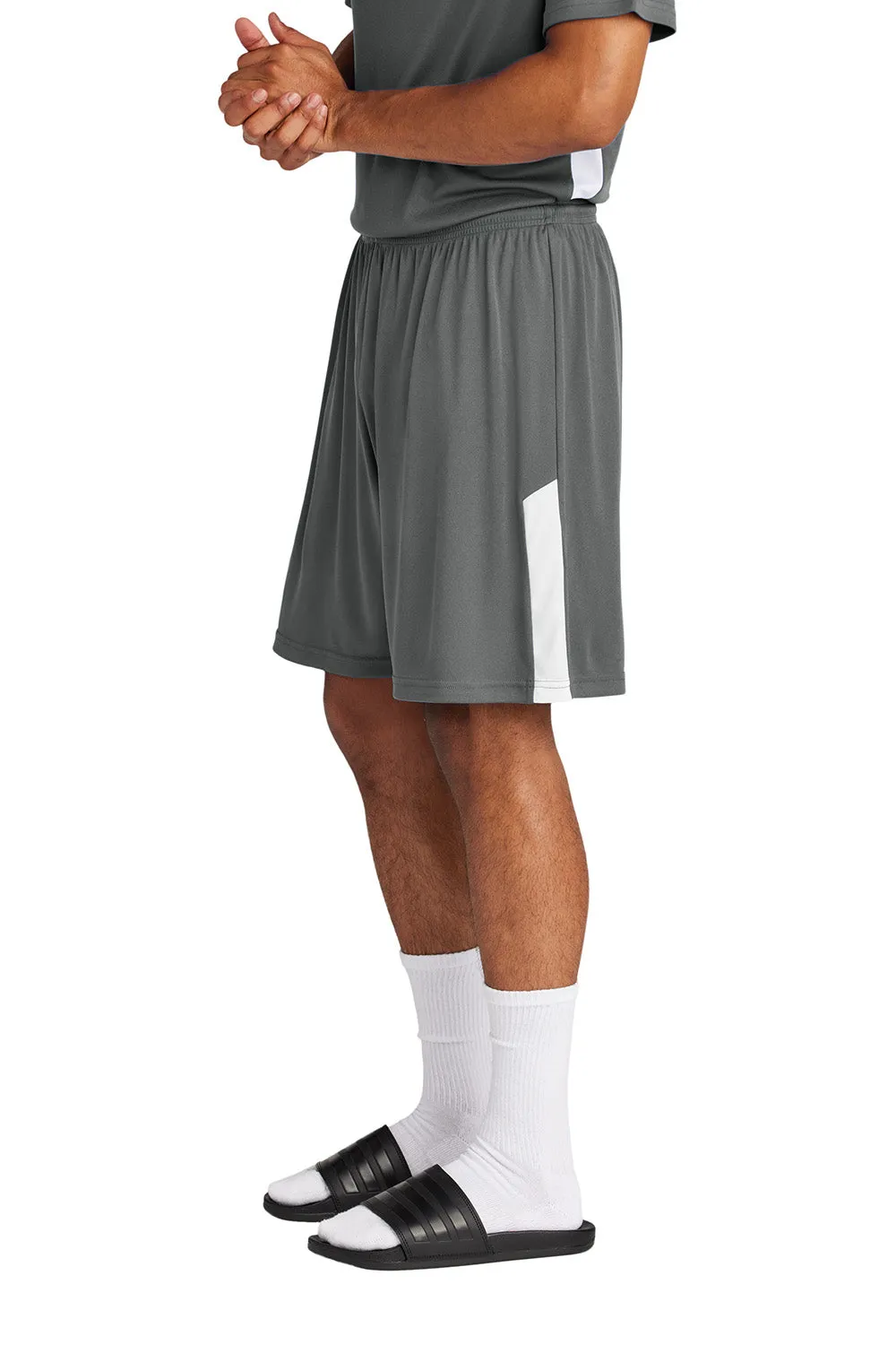 Sport-Tek Mens Moisture Wicking Competitor United Athletic Shorts - Iron Grey/White