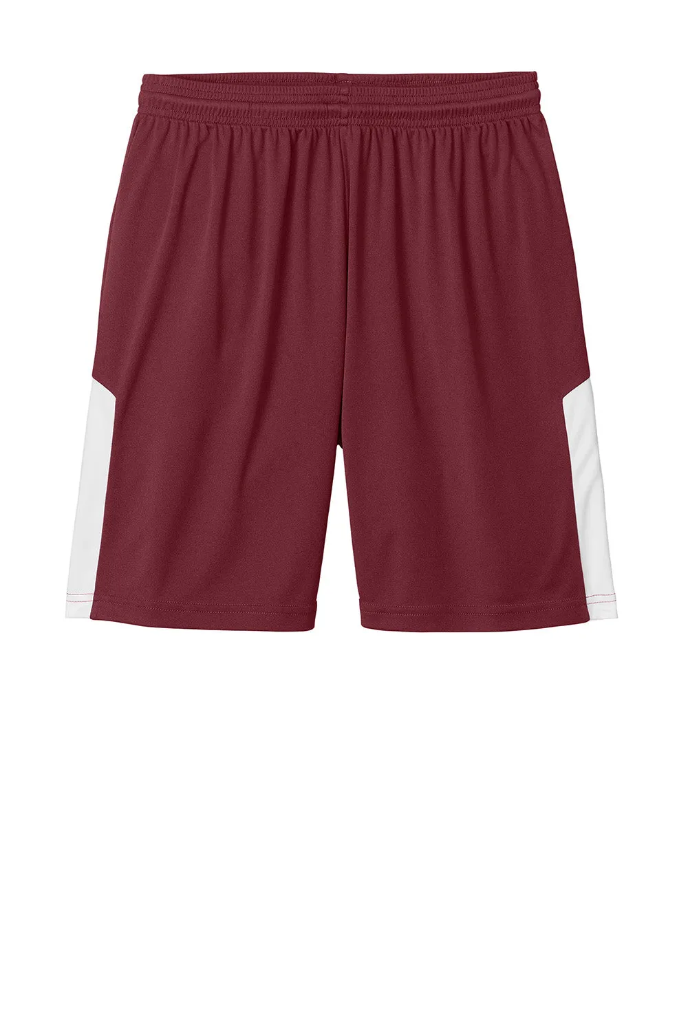 Sport-Tek Mens Moisture Wicking Competitor United Athletic Shorts - Maroon/White