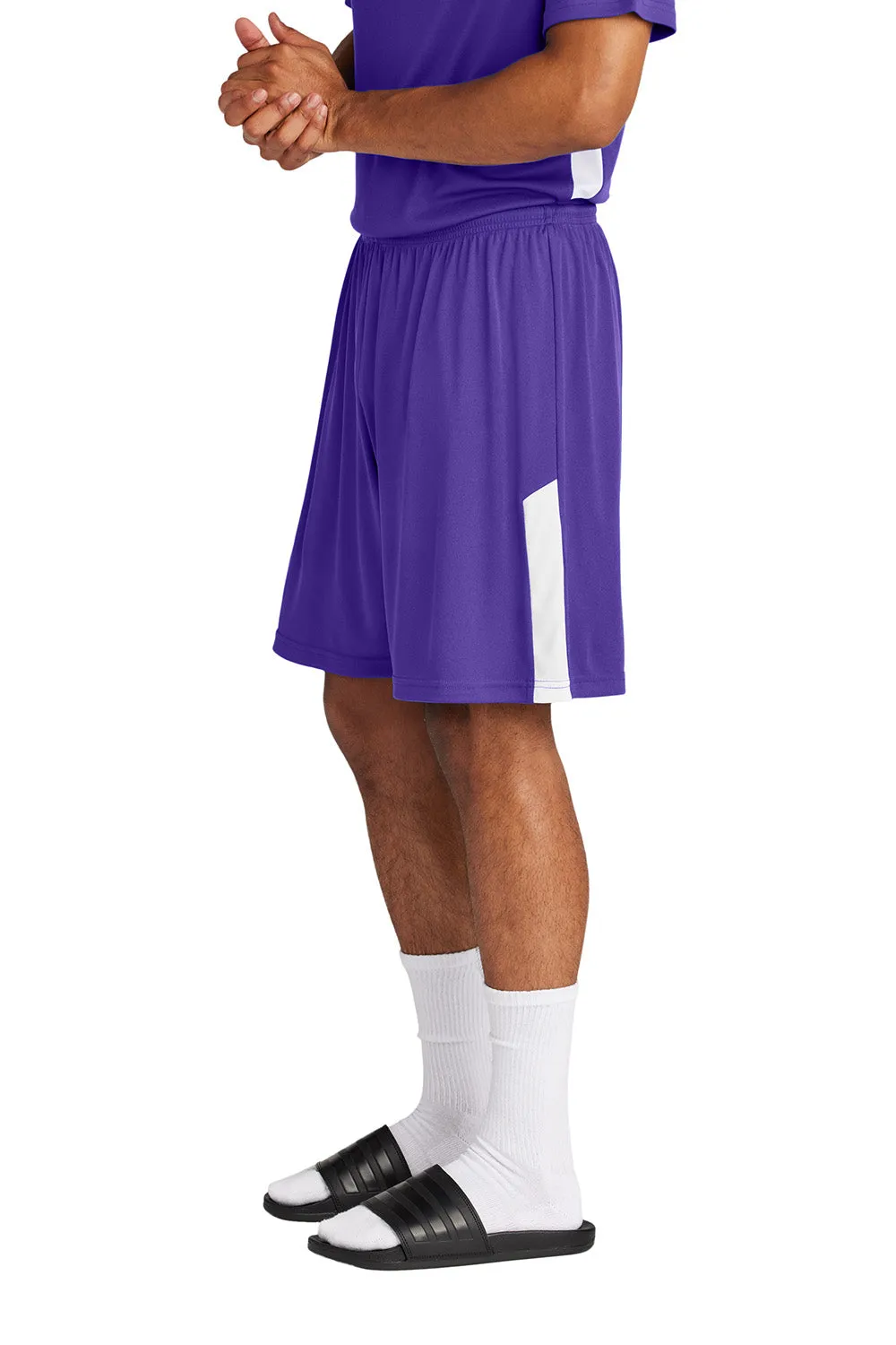 Sport-Tek Mens Moisture Wicking Competitor United Athletic Shorts - Purple/White