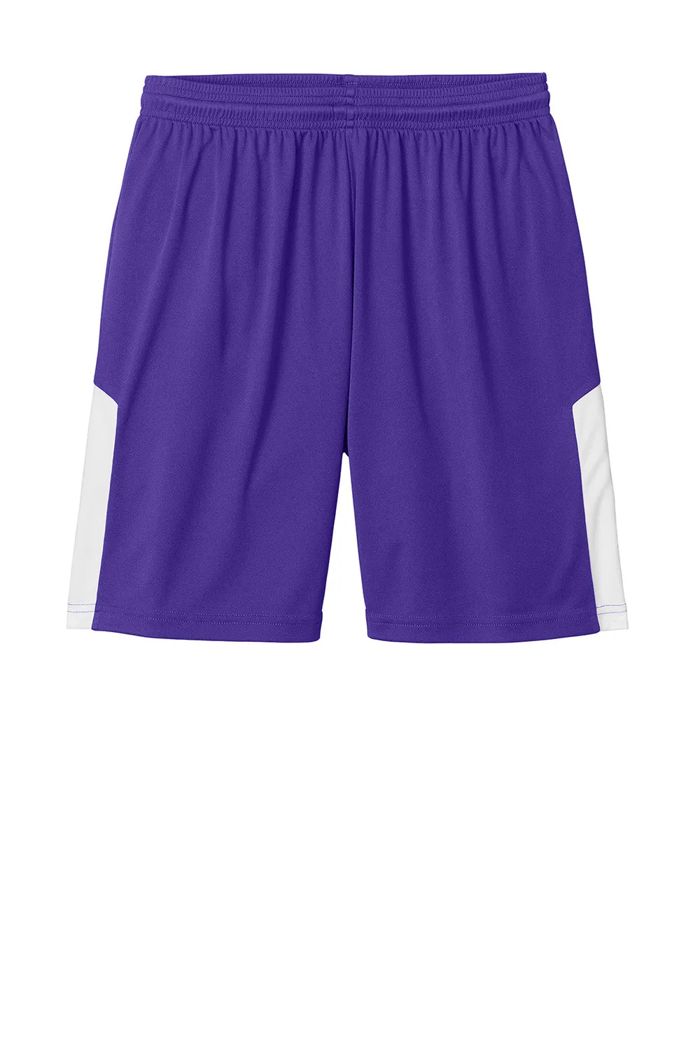 Sport-Tek Mens Moisture Wicking Competitor United Athletic Shorts - Purple/White