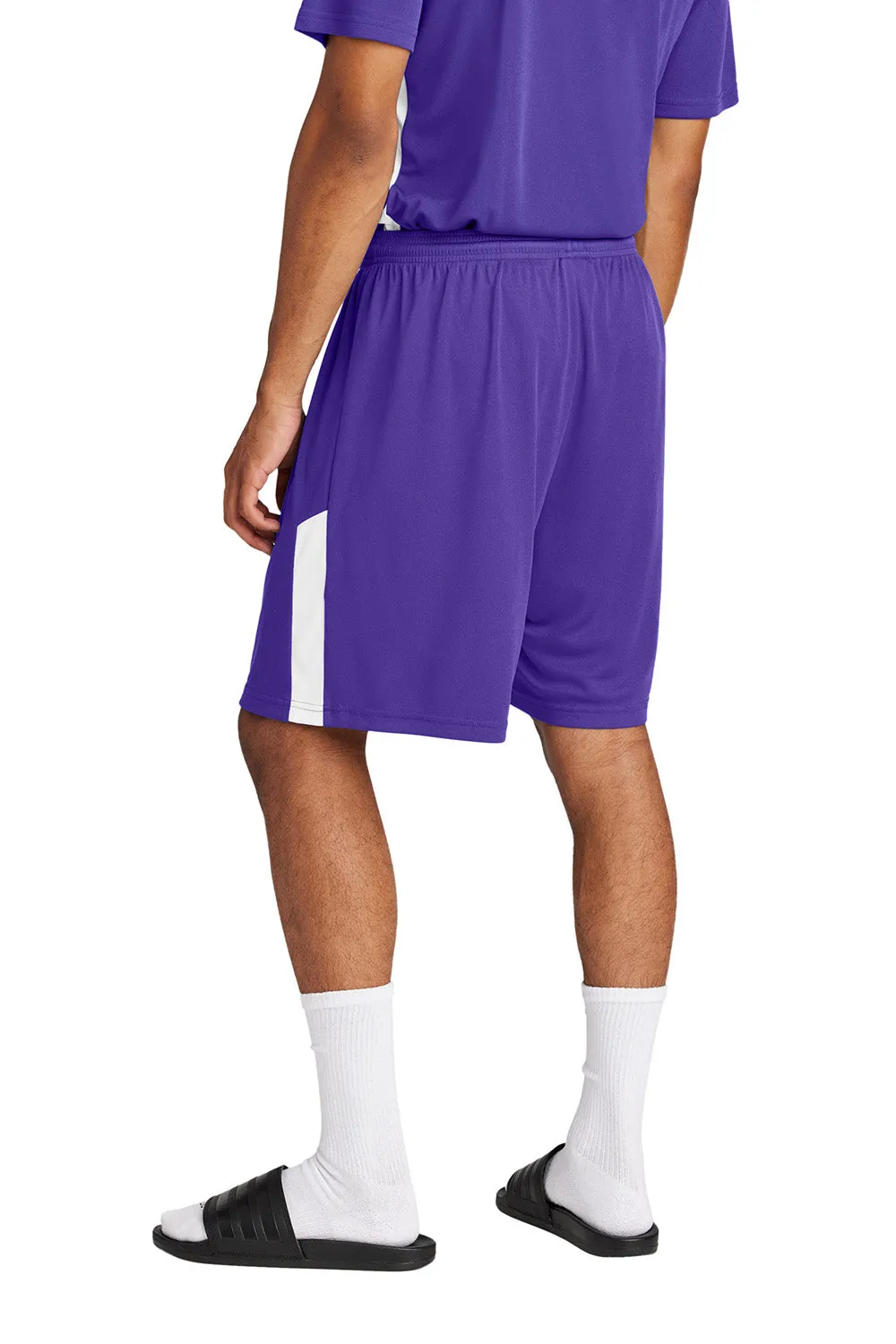 Sport-Tek Mens Moisture Wicking Competitor United Athletic Shorts - Purple/White
