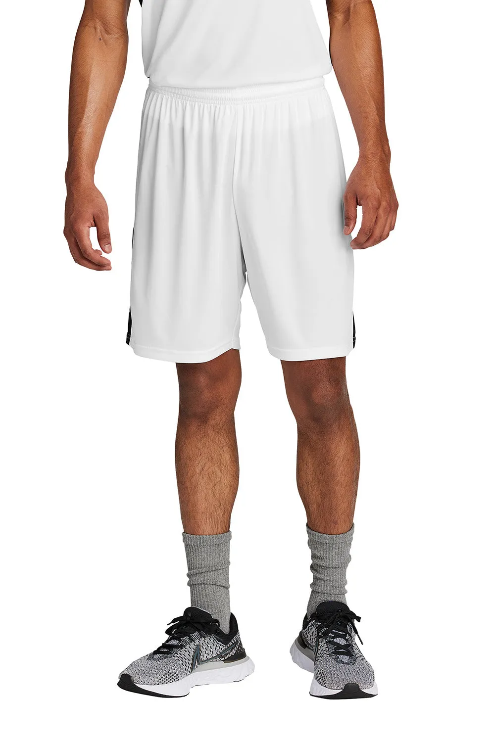 Sport-Tek Mens Moisture Wicking Competitor United Athletic Shorts - White/Black