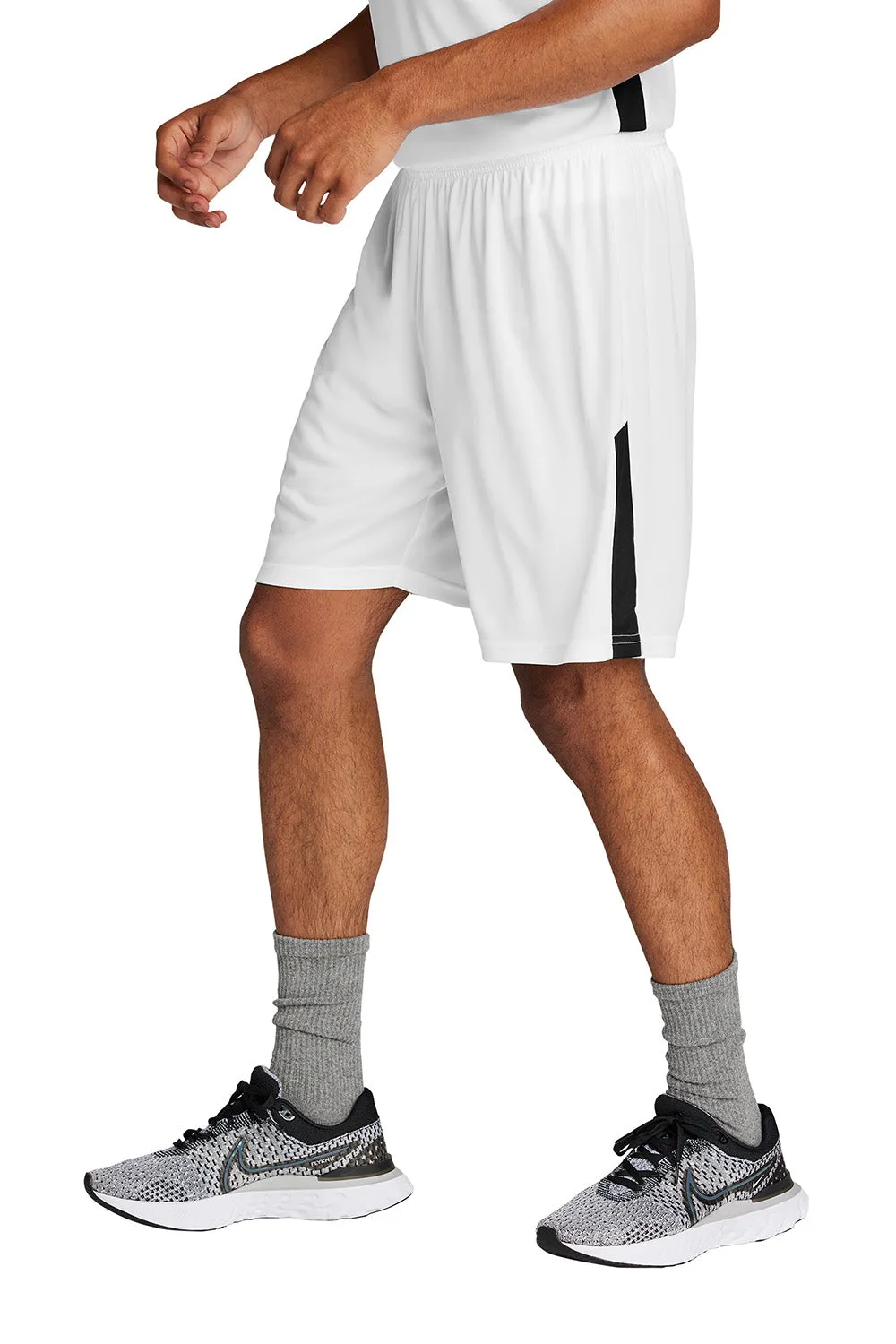 Sport-Tek Mens Moisture Wicking Competitor United Athletic Shorts - White/Black