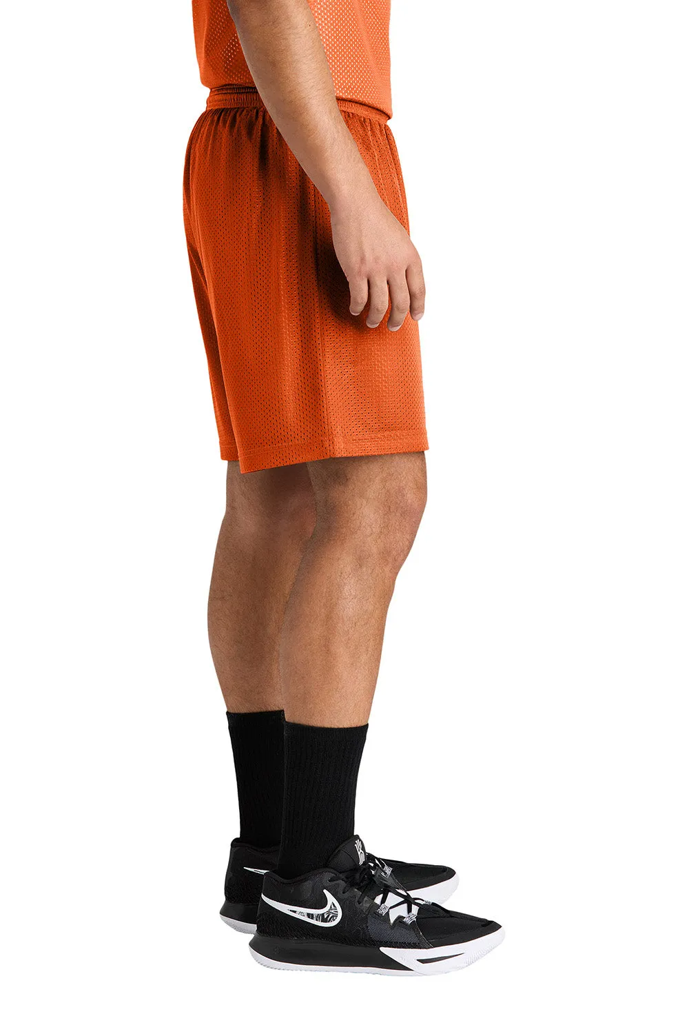 Sport-Tek Mens Moisture Wicking Mesh Athletic Shorts - Deep Orange