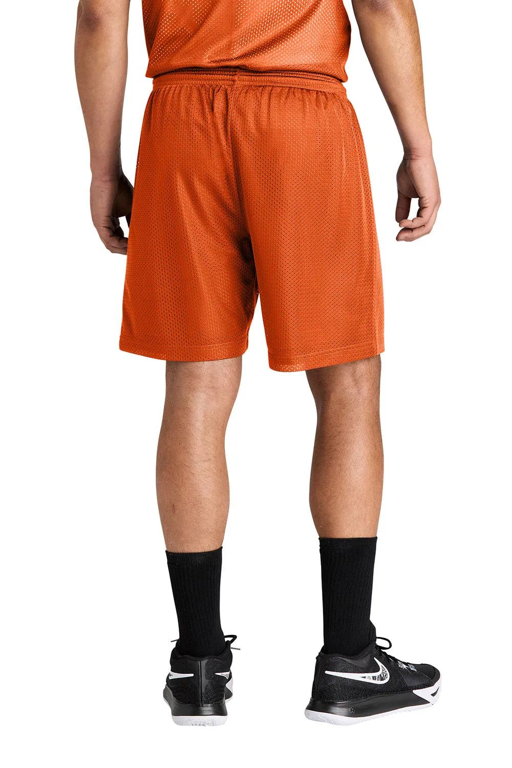Sport-Tek Mens Moisture Wicking Mesh Athletic Shorts - Deep Orange