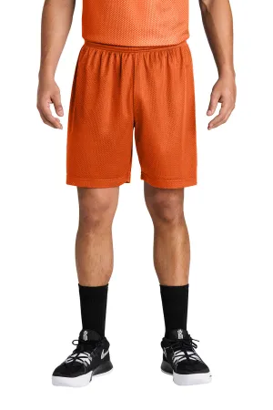 Sport-Tek Mens Moisture Wicking Mesh Athletic Shorts - Deep Orange