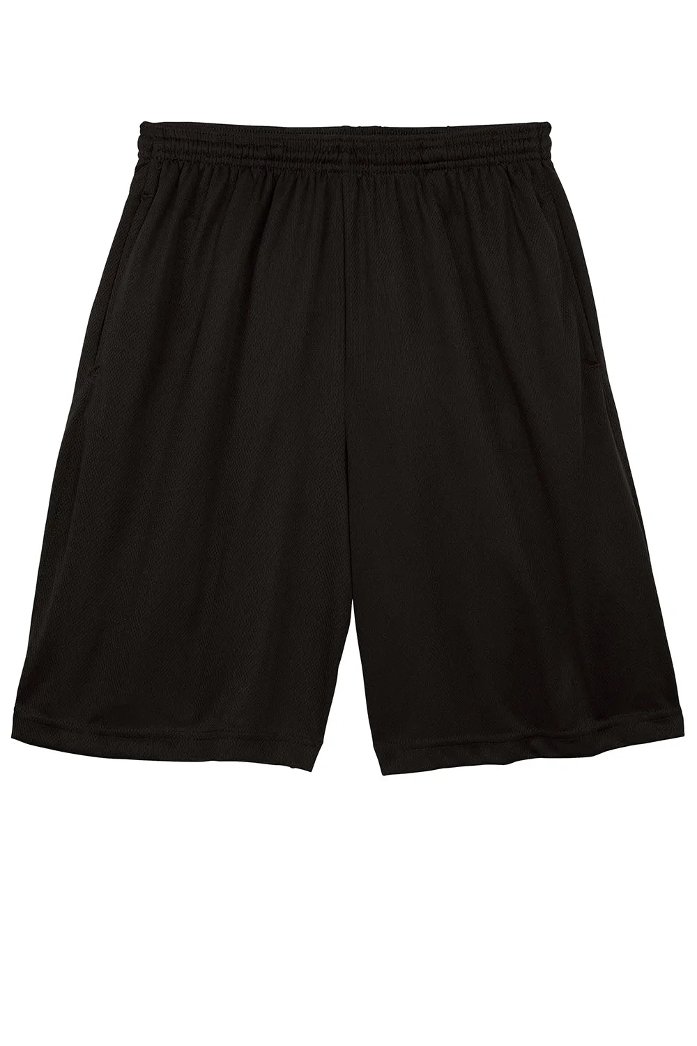 Sport-Tek Mens Moisture Wicking Tough Mesh Shorts w/ Pockets - Black
