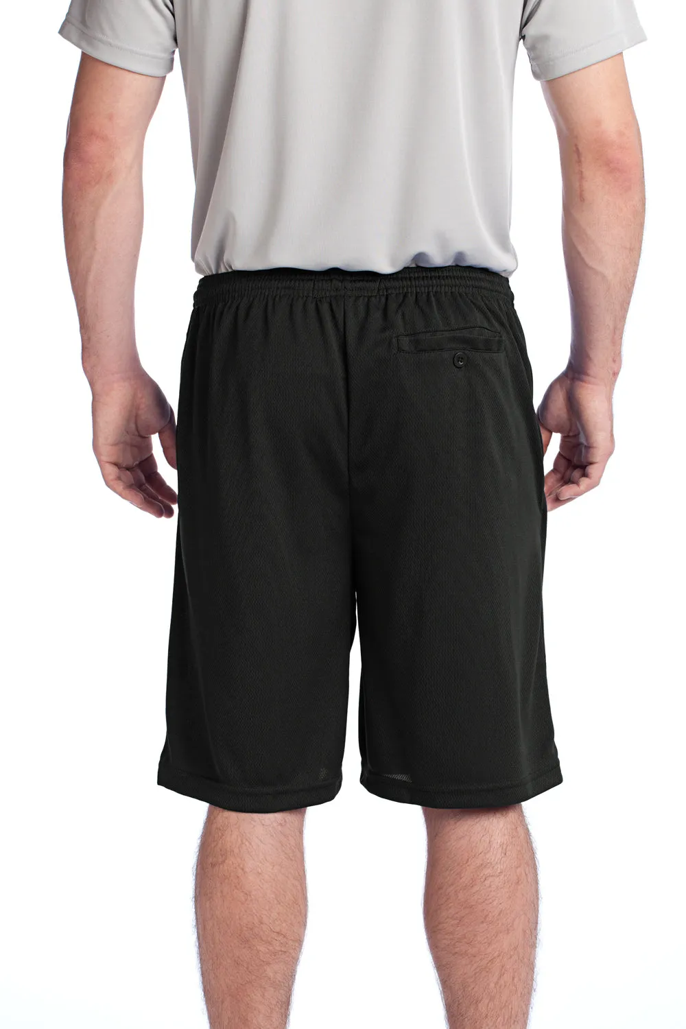 Sport-Tek Mens Moisture Wicking Tough Mesh Shorts w/ Pockets - Black