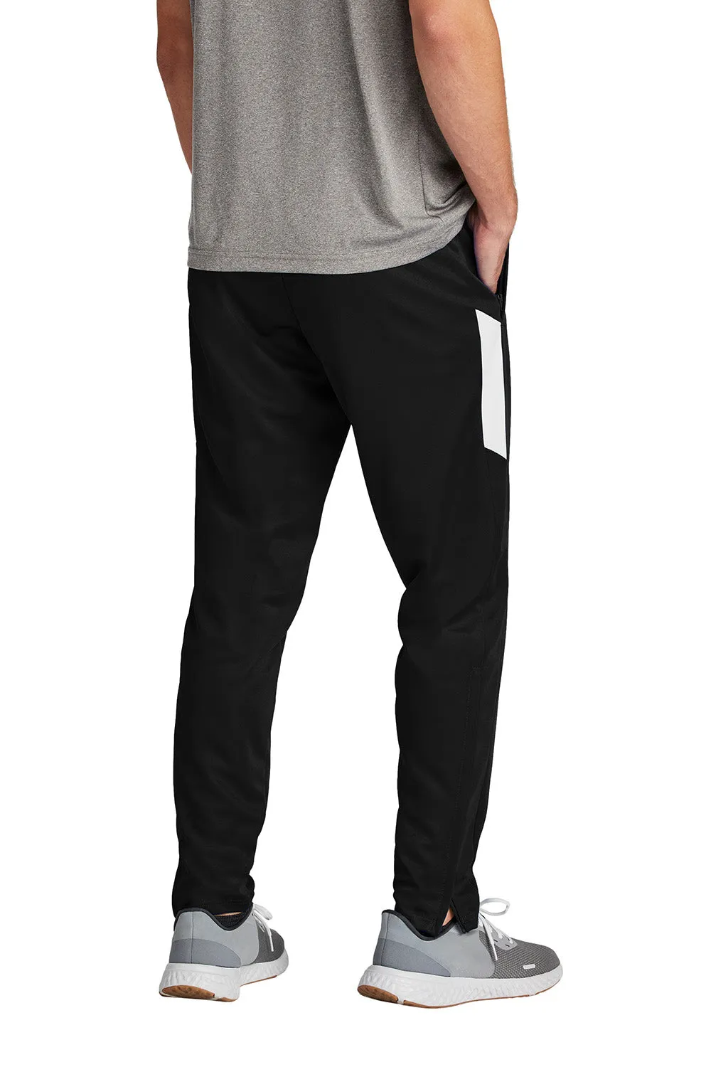 Sport-Tek Mens Moisture Wicking Travel Pants w/ Pockets - Black/White