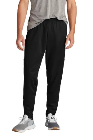 Sport-Tek Mens Moisture Wicking Travel Pants w/ Pockets - Black/White