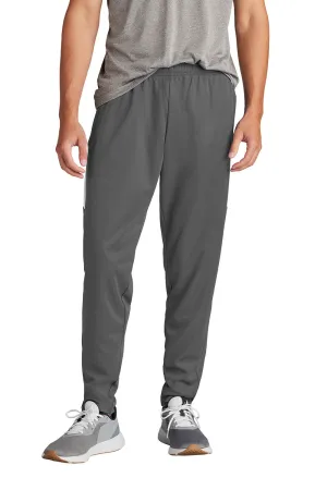 Sport-Tek Mens Moisture Wicking Travel Pants w/ Pockets - Iron Grey/White