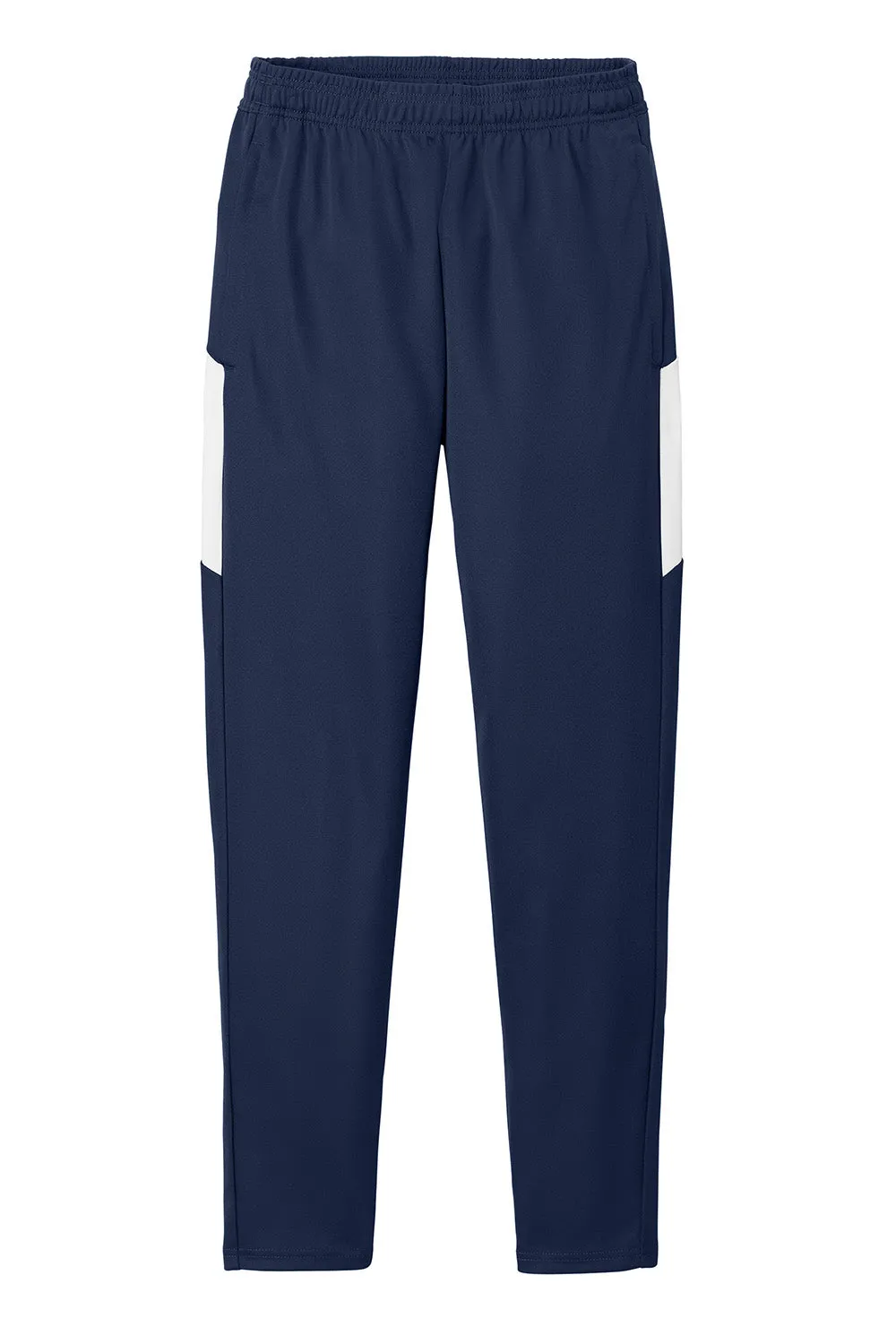 Sport-Tek Mens Moisture Wicking Travel Pants w/ Pockets - True Navy Blue/White