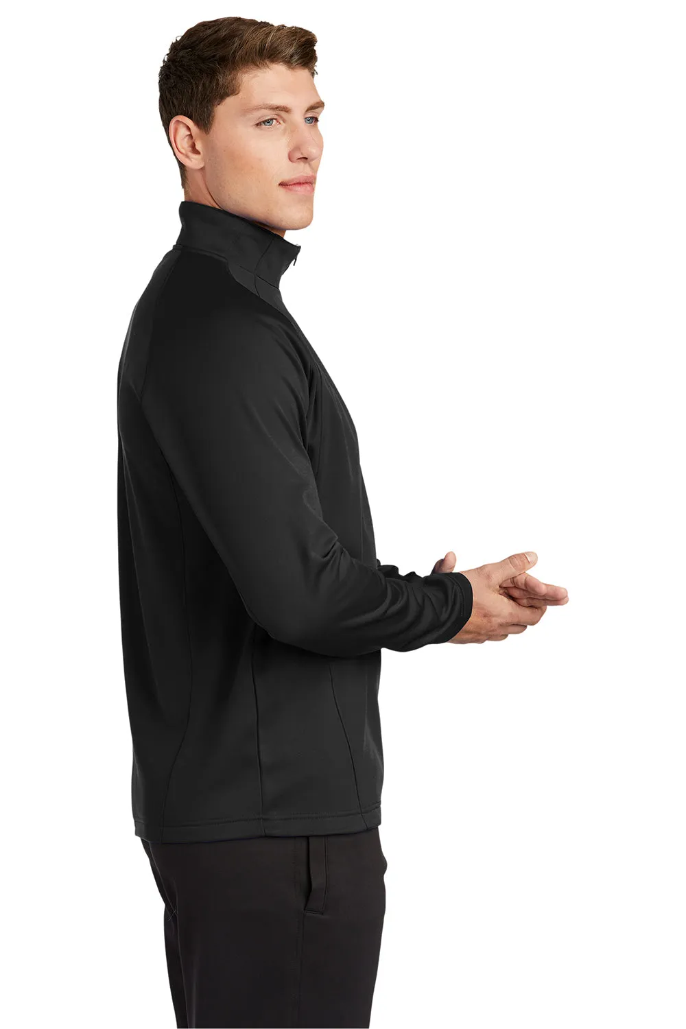 Sport-Tek Mens Sport-Wick Moisture Wicking Fleece 1/4 Zip Sweatshirt - Black/Silver Grey