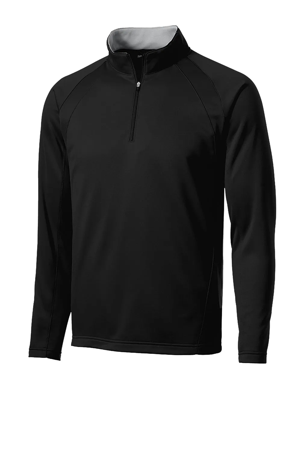 Sport-Tek Mens Sport-Wick Moisture Wicking Fleece 1/4 Zip Sweatshirt - Black/Silver Grey