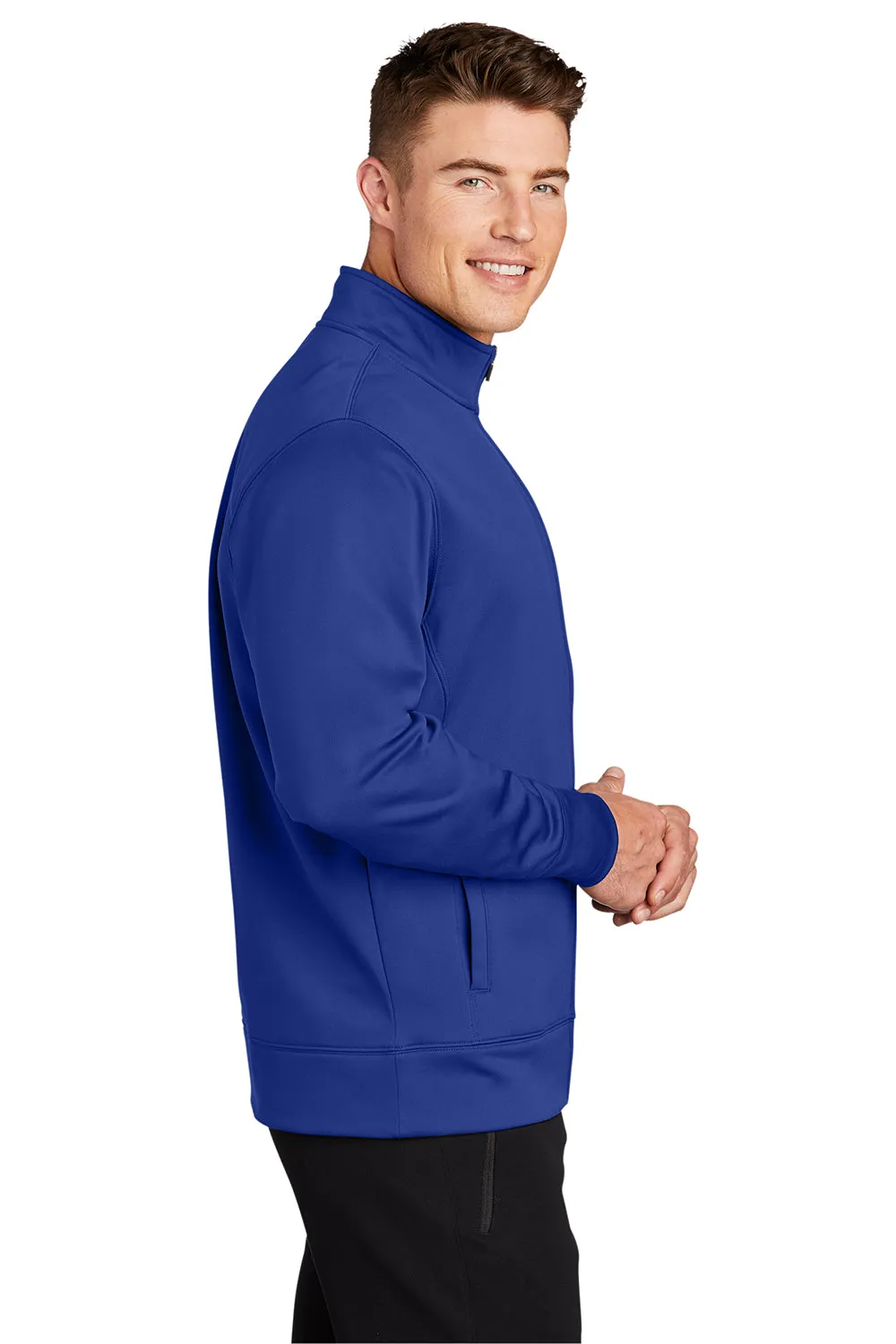 Sport-Tek Mens Sport-Wick Moisture Wicking Fleece Full Zip Sweatshirt w/ Pockets - True Royal Blue
