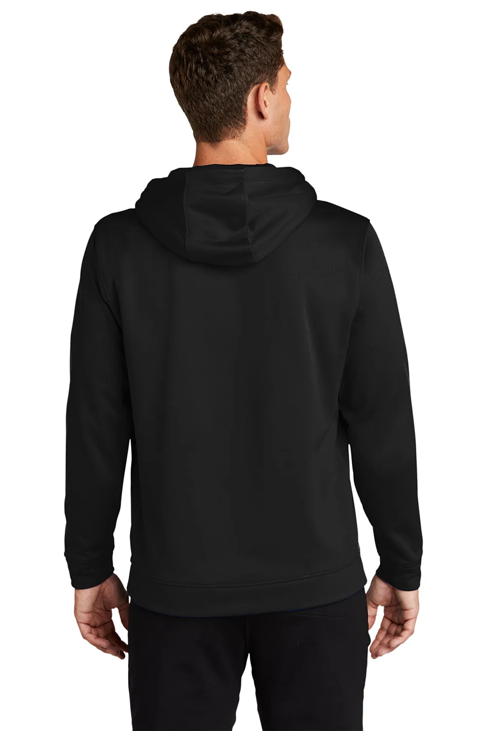 Sport-Tek Mens Sport-Wick Moisture Wicking Fleece Hooded Sweatshirt Hoodie w/ Pouch Pocket - Black