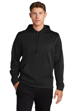 Sport-Tek Mens Sport-Wick Moisture Wicking Fleece Hooded Sweatshirt Hoodie w/ Pouch Pocket - Black