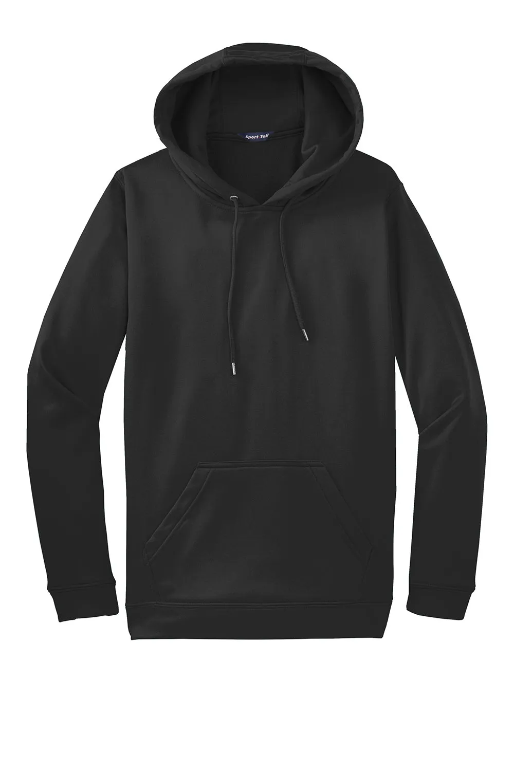 Sport-Tek Mens Sport-Wick Moisture Wicking Fleece Hooded Sweatshirt Hoodie w/ Pouch Pocket - Black