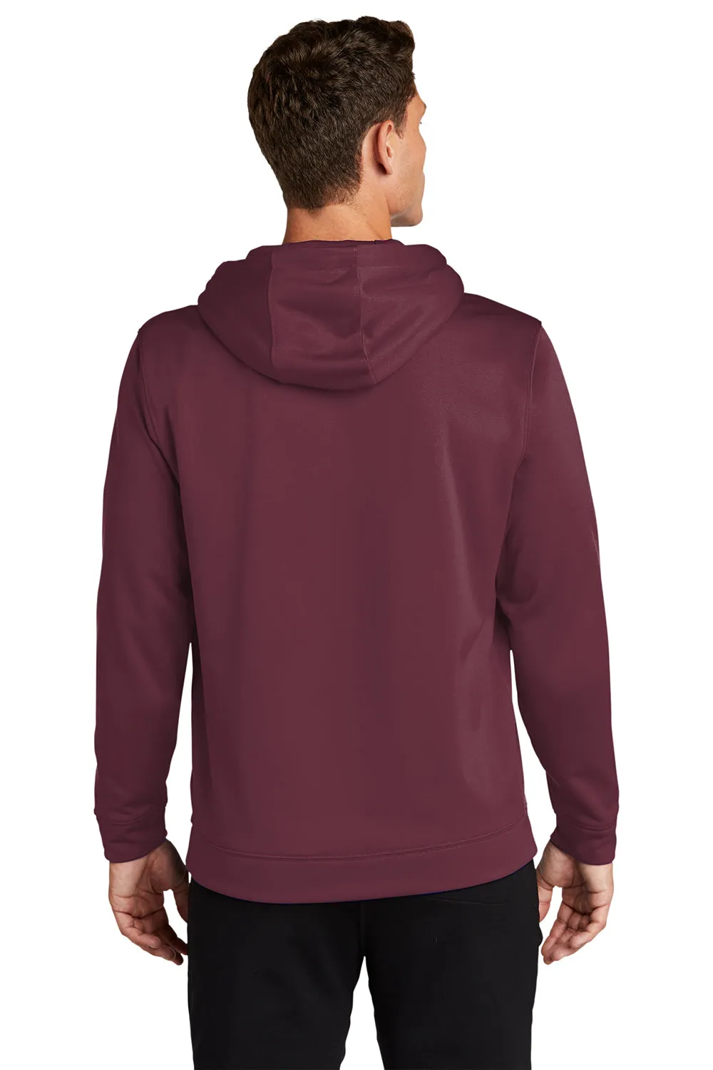 Sport-Tek Mens Sport-Wick Moisture Wicking Fleece Hooded Sweatshirt Hoodie w/ Pouch Pocket - Maroon