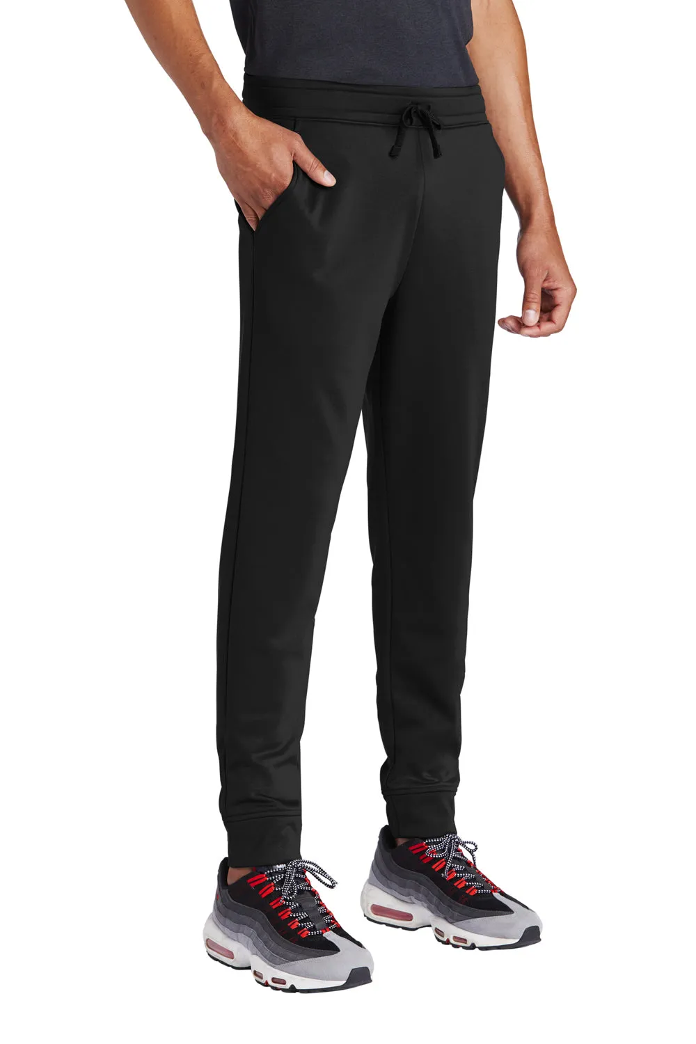 Sport-Tek Mens Sport Wick Moisture Wicking Fleece Jogger Sweatpants w/ Pockets - Black