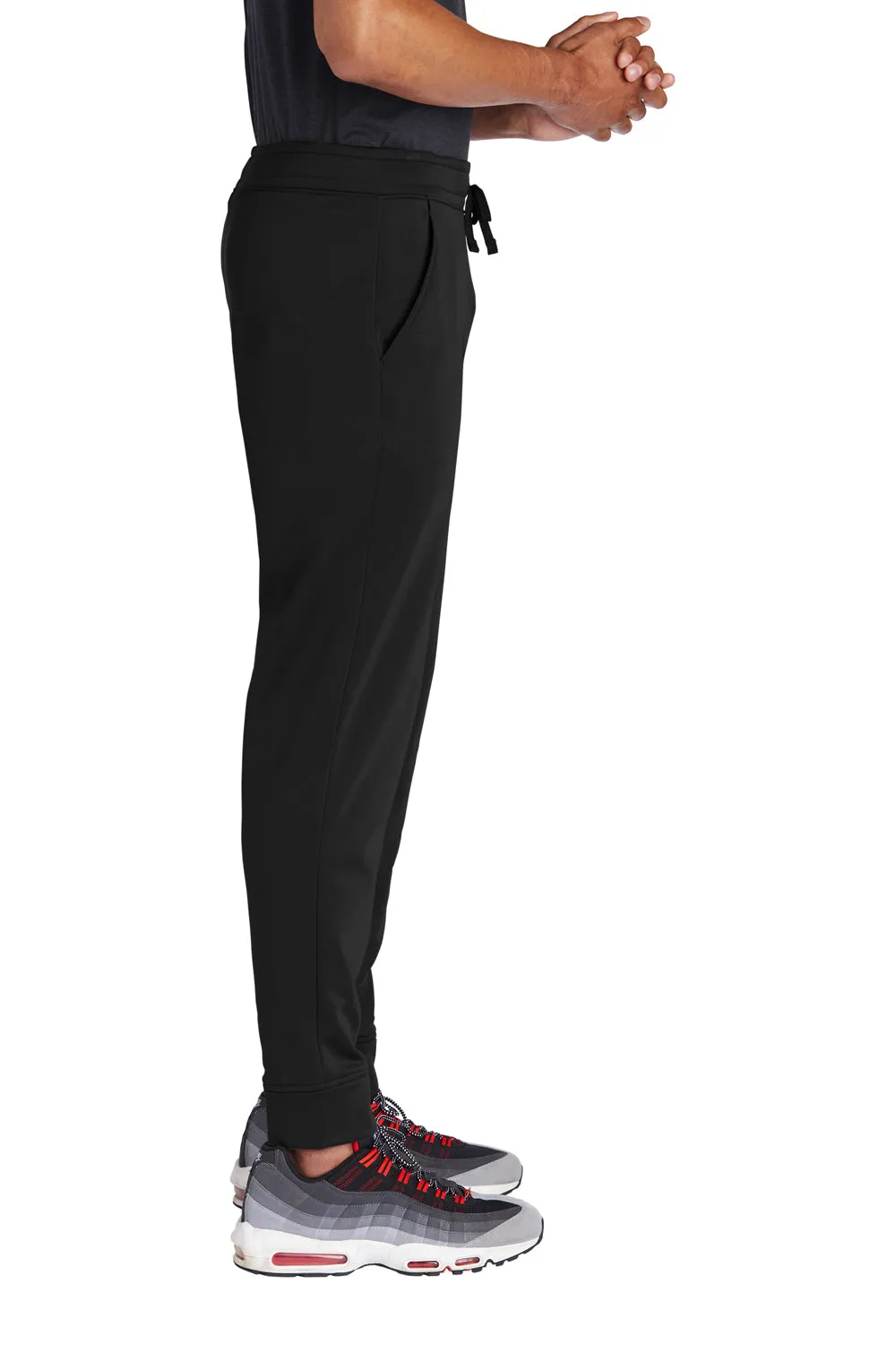 Sport-Tek Mens Sport Wick Moisture Wicking Fleece Jogger Sweatpants w/ Pockets - Black