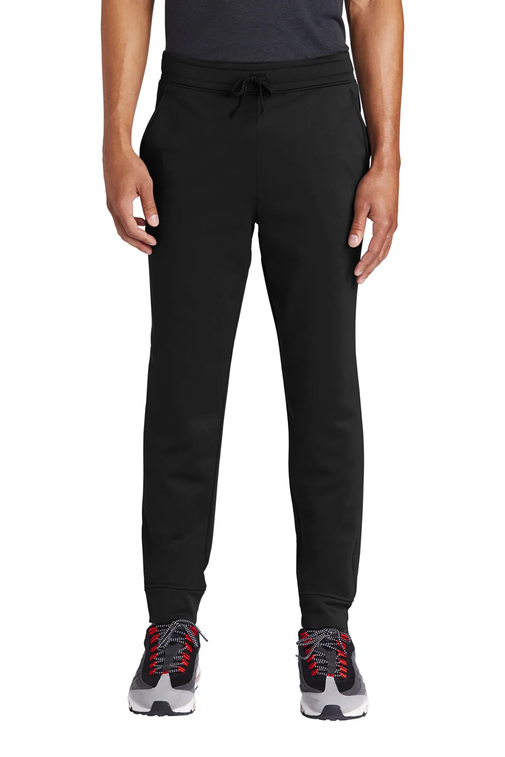Sport-Tek Mens Sport Wick Moisture Wicking Fleece Jogger Sweatpants w/ Pockets - Black