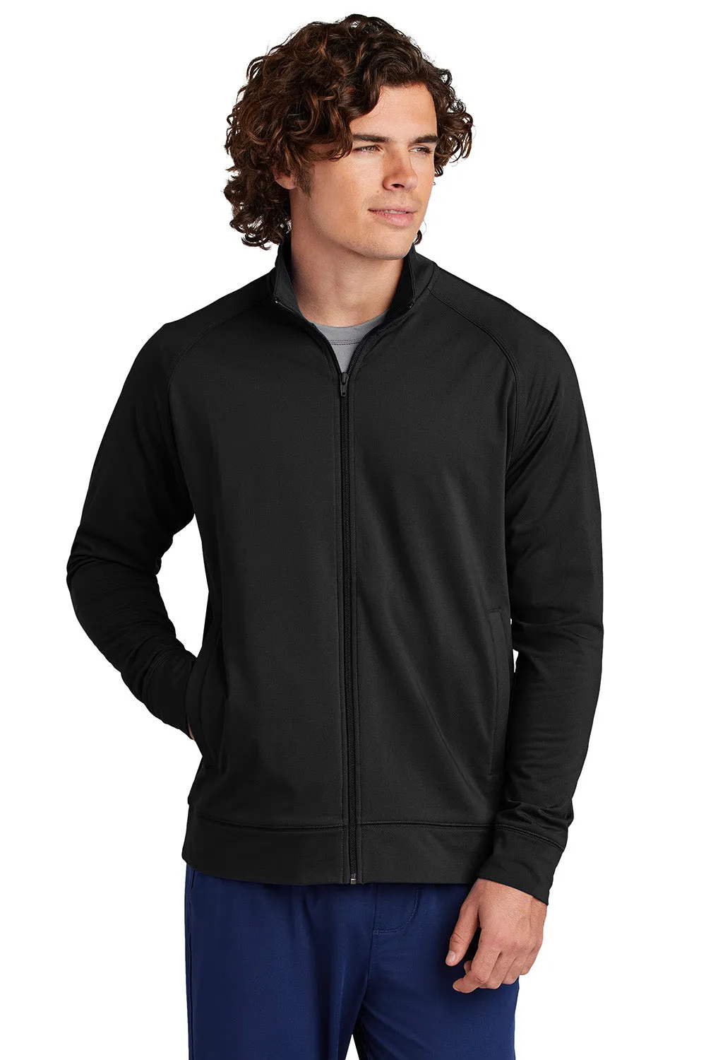 Sport-Tek Mens Sport-Wick Moisture Wicking Full Zip Cadet Jacket - Black